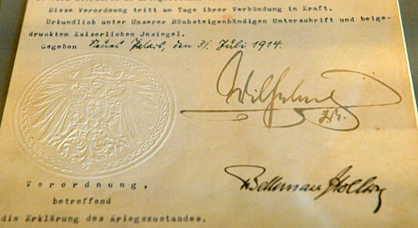 Ausstellung zum Beginn des Ersten Weltkrieges