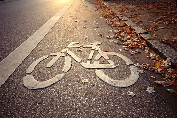 traffic sign, bike lane