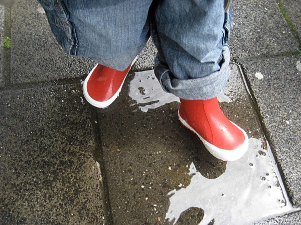 toddler, puddle, galoshes