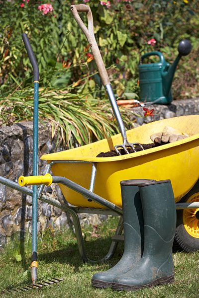 gardening, garden equipment, wheelbarrow