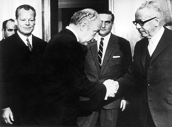 German president Heinemann receives Brandt and Scheel