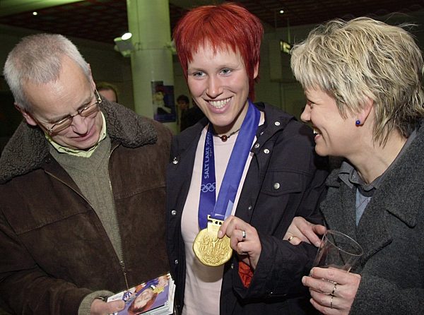 Ankunft der Olympiasiegerin Kati Wilhelm