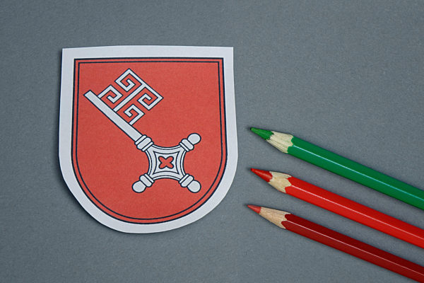 Bremer Wappen und Stifte in rot rot gruen