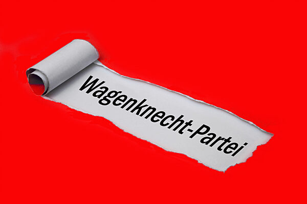 Wagenknecht Partei unter aufgerissenem Papier