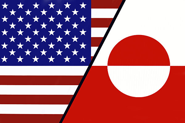 Flaggen von den USA und Groenland