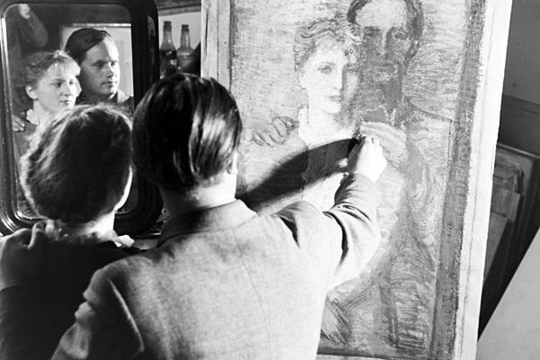 Maler in der Künstlersiedlung Düsseldorf Schlageterstadt; Deutschland 1930er Jahre. Painter at artists' colony Duesseldorf Schlageterstadt; Germany 1930s.