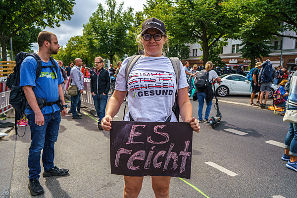 Nicht genehmigte Demo gegen Corona-Maßnahmen in Berlin, August 2021