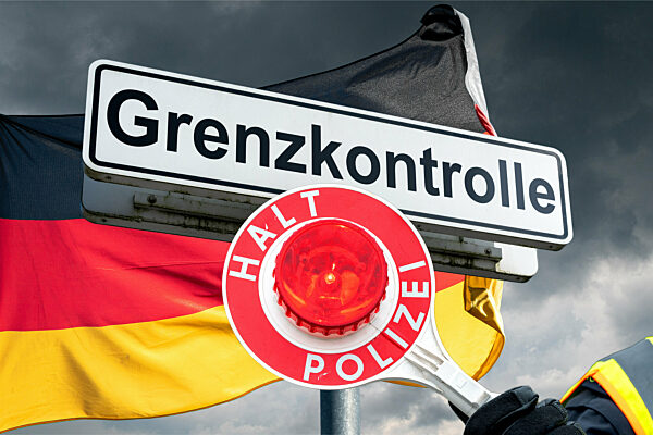 Symbolisches Schild Grenzkontrolle