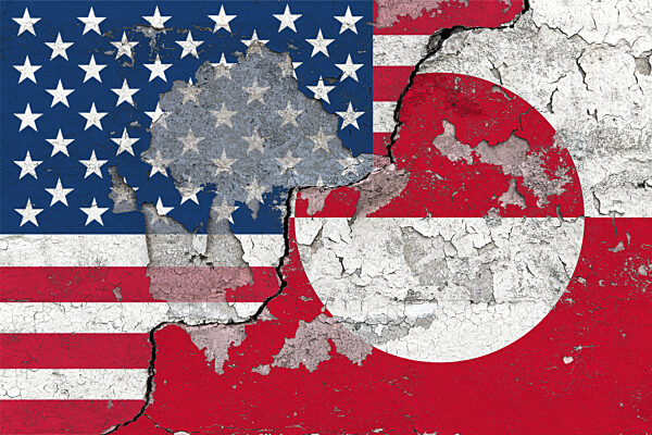 USA - Groenland Flaggen - Abgeplatzte Farbe