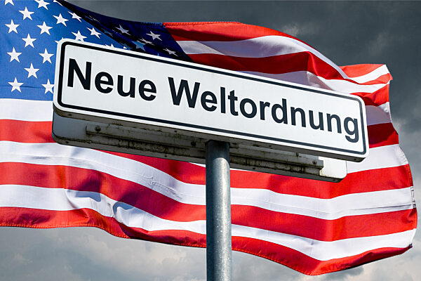 Symbolisches Schild Neue Weltordnung