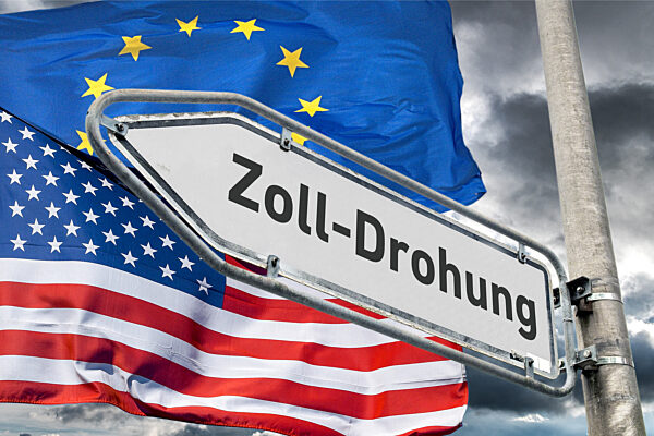 Symbolischer Wegweiser Zoll-Drohung