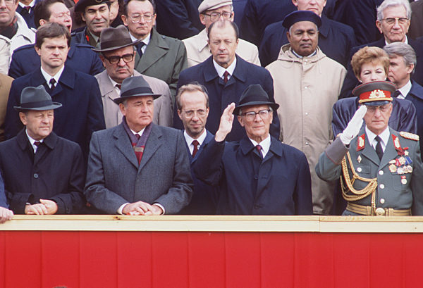 Erich Honecker and Mikhail Gorbachev