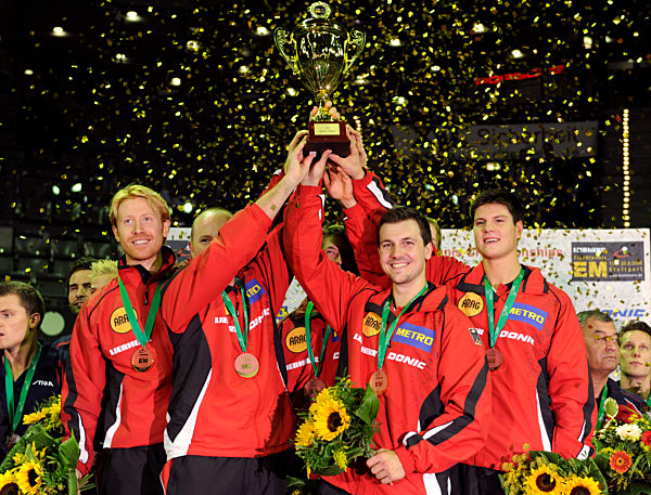 Tischtennis EM 2009 Mannschaftsfinale GER-DEN 3-2