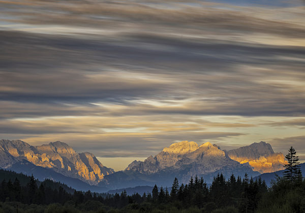 Abendstimmung, Wettersteingebirge, Bayern, Deutschland