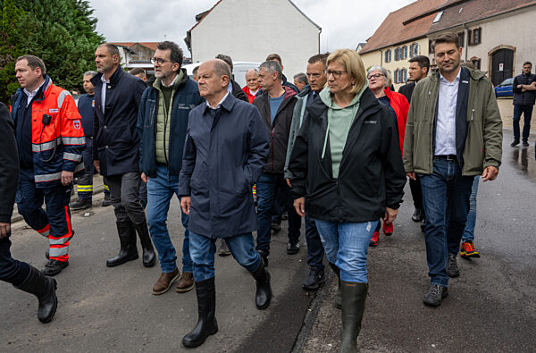Hochwasser im Saarland - Bundeskanzlerbesuch