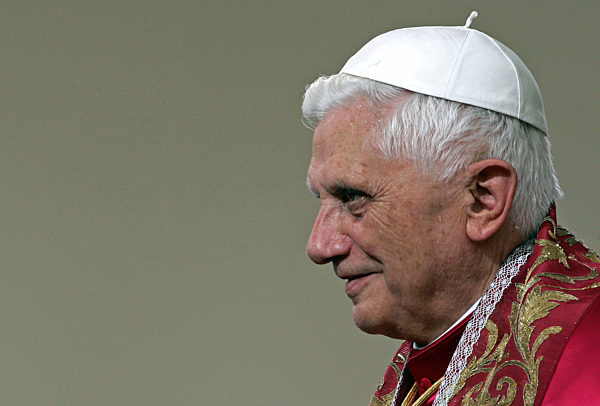 Pope Benedict holds a vespers at the seminary during his second day of his...