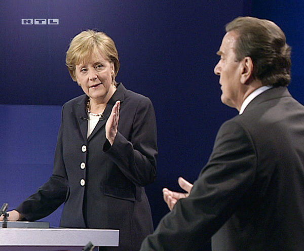 TV duel - Schröder and Merkel