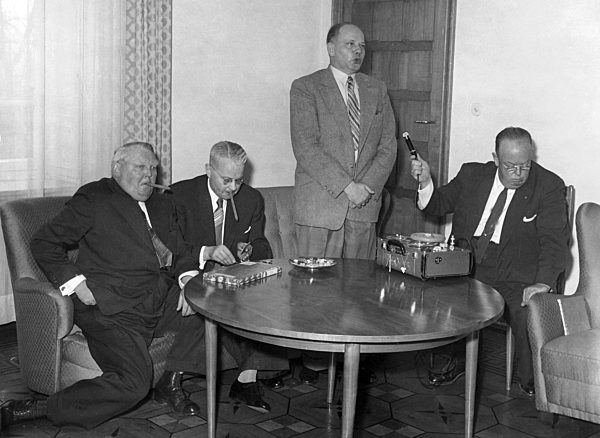 (L-r) Bundeswirtschaftminister Professor Ludwig Erhard...