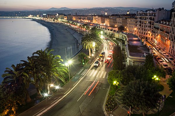 Promenade des Anglais, Twilight, Nice,