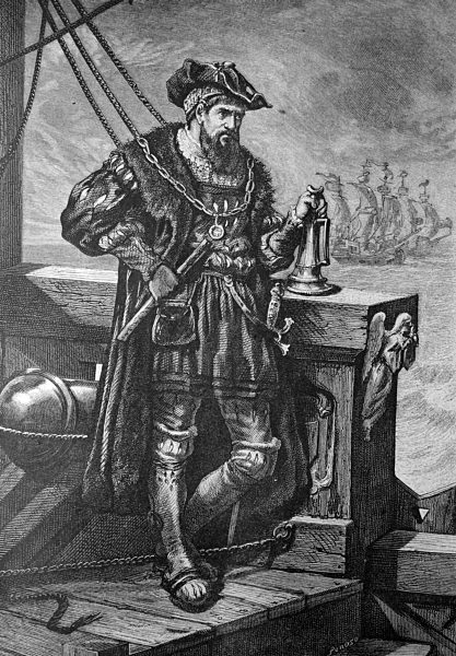 Historisches Dokument der Zeitgeschichte, Vasco da Gama, 1469-1524, portugiesischer Seefahrer, Historisches Bild aus ca 1886