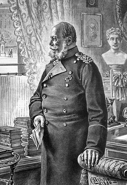 Wilhelm I., 1797 - 1888, als Wilhelm Friedrich Ludwig von Preussen geboren, aus dem Haus Hohenzollern, seit 1858 Regent und seit 1861 Koenig von Preussen sowie ab 1871 Deutscher Kaiser, historischer Holzstich, ca. 1888