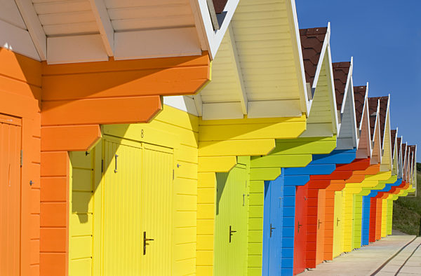 Brightly Coloured Beach Huts in Scarborough