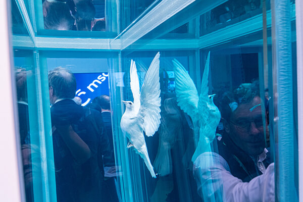 Symbolic Doves Encased in Glass at Munich Security Conference