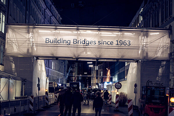 Illuminated Walkway Highlights Munich Security Conference Legacy