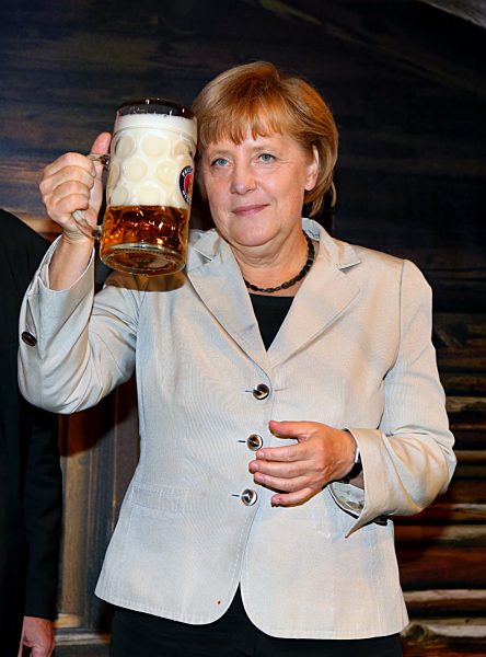 Angela Merkel enjoys Bavarian Beer