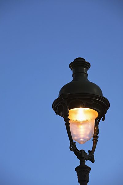 Street lamp in Jardin des Tuileries garden, Paris, France