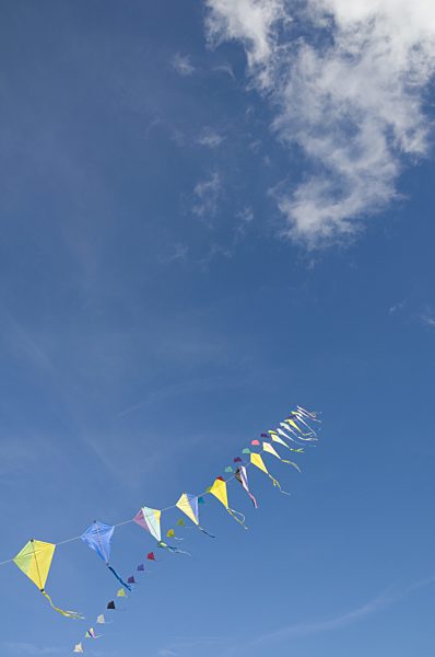 Row of multicolored Kites, Munich, Germany