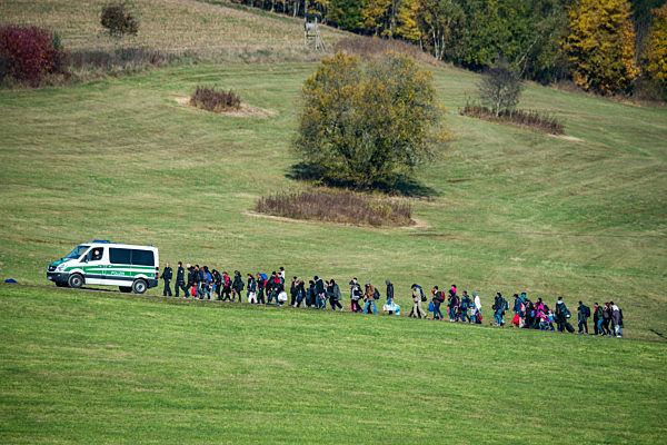 Flüchtlinge an der deutsch-österreichischen Grenze