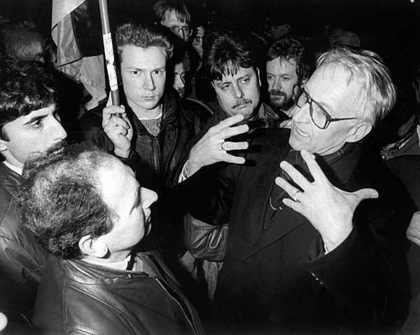 Edmund Stoiber at a "Monday Demonstration" in Leipzig