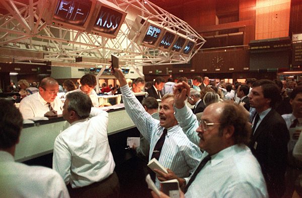 Wertpapierbörse in Frankfurt am Main nach dem "Schwarzen Montag" 1987