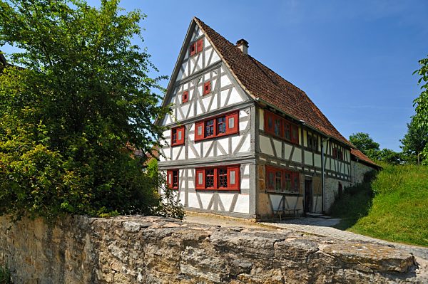 Winegrowers house from 1668, Franconian open-air museum Bad Windsheim, Bad Windsheim, Middle Franconia, Bavaria, Germany, Europe
