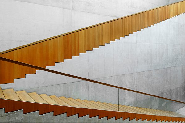 Modern staircase in the Museum Georg Schäfer, Brückenstraße 20, Schweinfurt, Lower Franconia, Bavaria, Germany, Europe