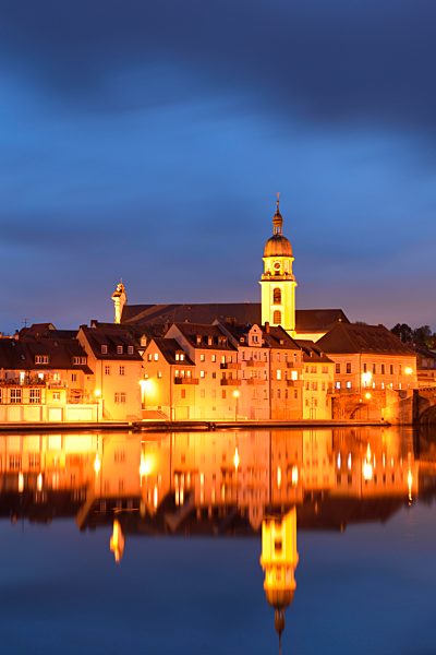 City view with Main, Kitzingen, Lower Franconia, Bavaria, Germany, Europe
