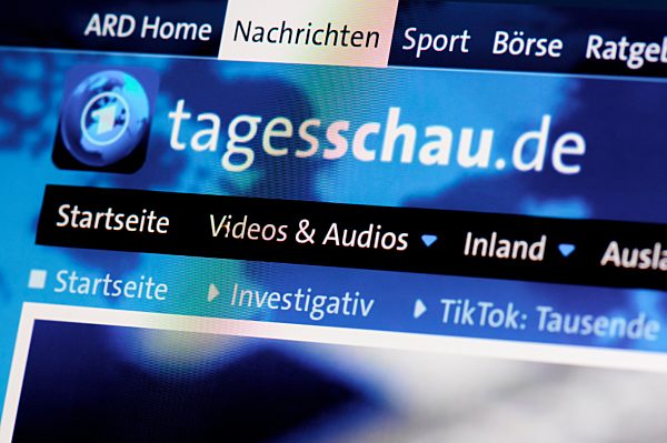 Tagesschau.de Website, Nachrichten, Tagesschau, Display, Nahaufnahme