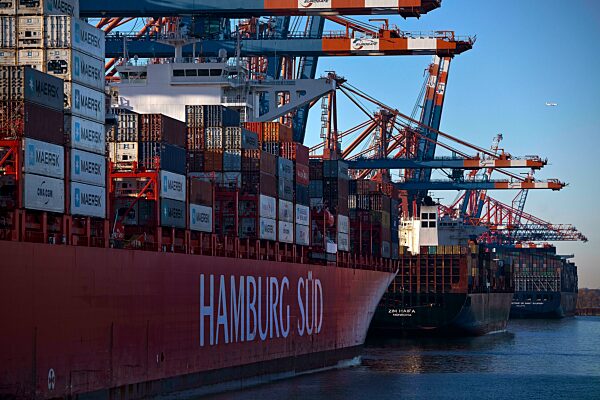 Containerschiffe am Containerterminal Eurogate, Hafen, Hamburg, Deutschland, Europa