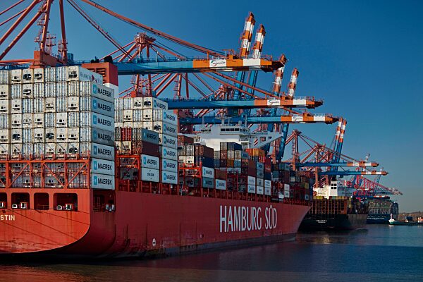 Containerschiff Cap San Augustin, Schiff der Cap-San-Klasse, am Containerterminal Eurogate, Hafen, Hamburg, Deutschland, Europa