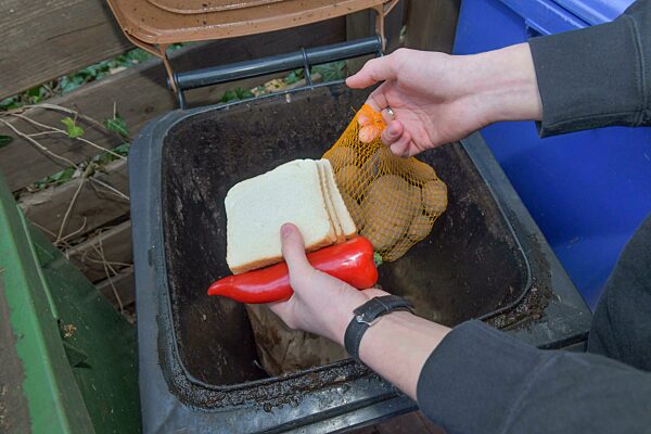 Lebensmittel, Abfall, Mülltonne, Verschwendung, Rettung