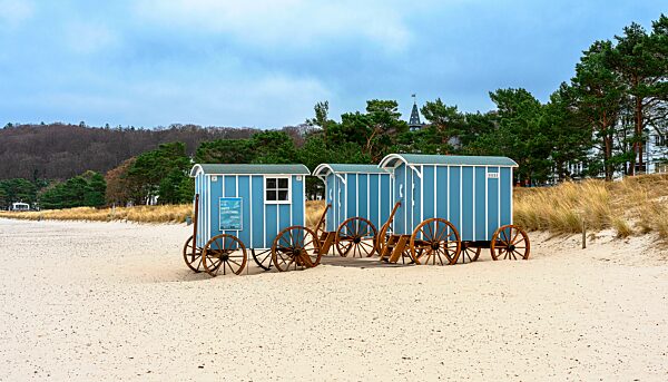 Mobile Strandsauna am Strand in Binz, Insel Rügen, Mecklenburg-Vorpommern, Deutschland, Europa
