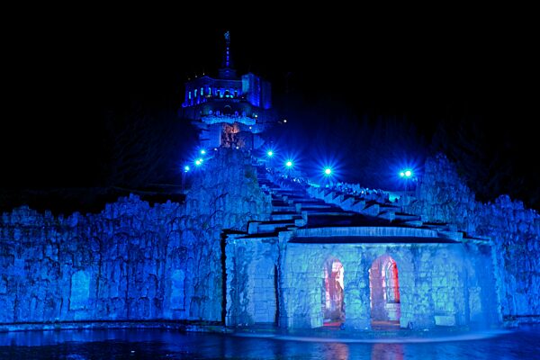 Cascades, Hercules, illuminated, water features, Bergpark Wilhelmshöhe, Kasssel, Hesse