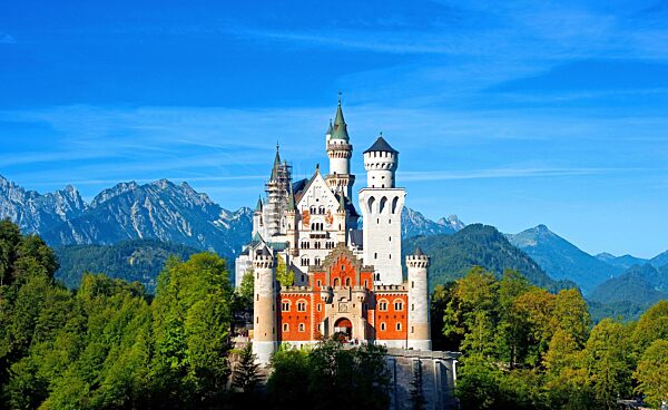 Schloss Neuschwanstein, Spätsommer, Herbst, Bayern, Deutschland, Europa