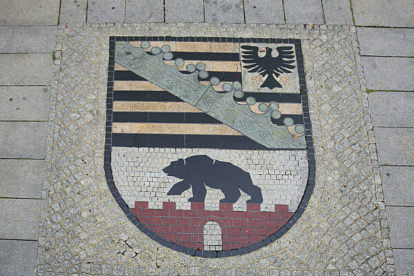 Sachsen-anhaltische Landeswappen, Bodenmosaik, Pflastersteine, Boden...