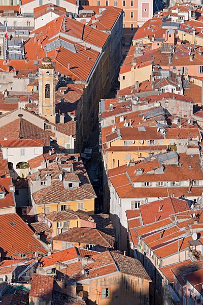 Dächer der Altstadt, Ausblick vom Chateau de Nice, Schloss von Nizza, Nizza, Provence-Alpes-Côte d'Azur, Frankreich, Europa