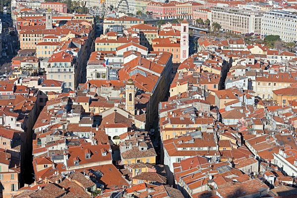 Dächer der Altstadt, Ausblick vom Chateau de Nice, Schloss von Nizza, Nizza, Provence-Alpes-Côte d'Azur, Frankreich, Europa