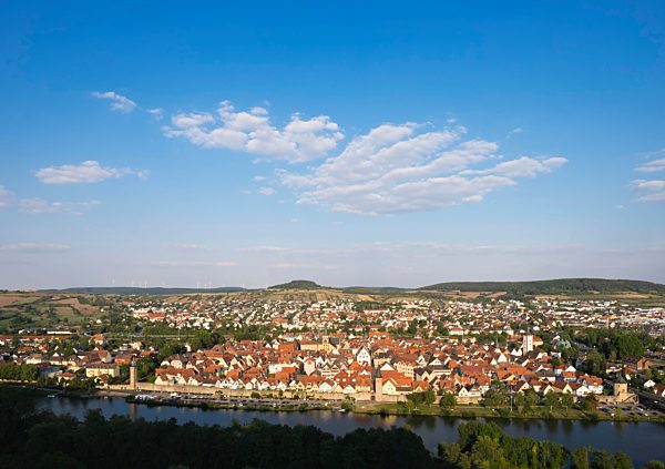 Main and Old Town of Karlstadt, Lower Franconia, Franconia, Bavaria, Germany, Europe
