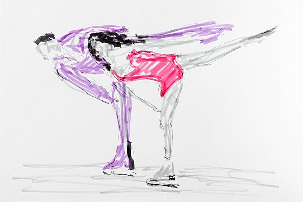 Zeichnung Eiskunstlauf, Künstler Gerhard Kraus, Kriftel