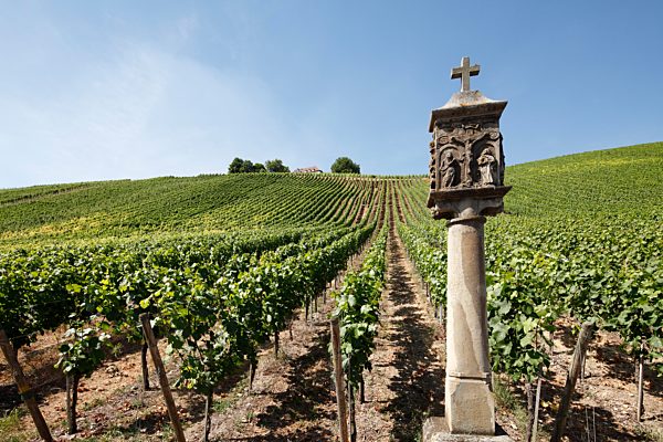 Wayside shrine under Vogelsburg near Volkach, Mainfranken, Unterfranken, Franconia, Bavaria, Germany, Europe